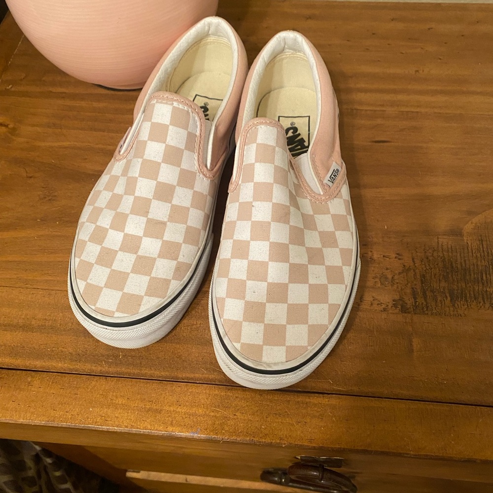 Vans  Blush Checkered Slip-On Sneakers